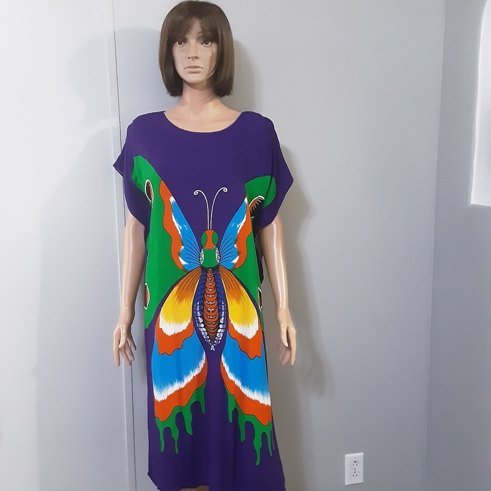 Indian Bohemian 🌞42 Poncho Dress Purple NWOut Tags One Size 042